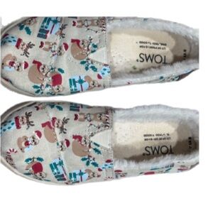 TOMS Cozy White Furry Slip-Ons